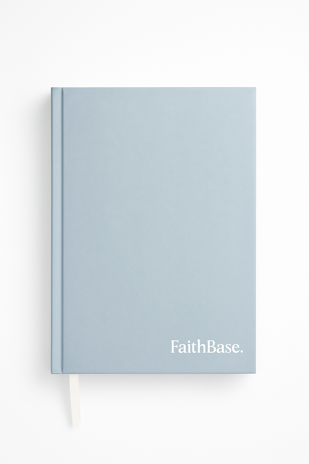 FaithBase Journal cover on a clean white background minimalist guided Christian journal design.